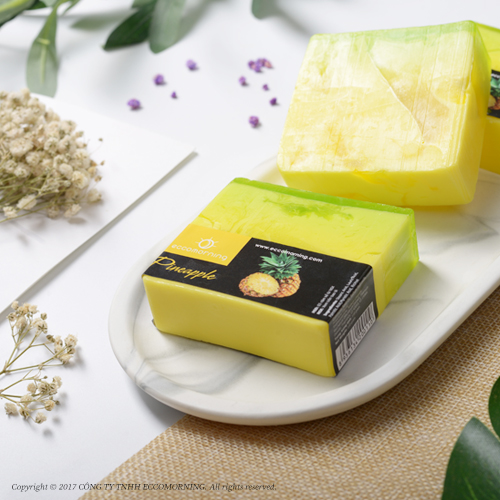 Xà Bông Thiên Nhiên Handmade eccomorning Hình Vuông Hương Dứa – Pineapple Soap
