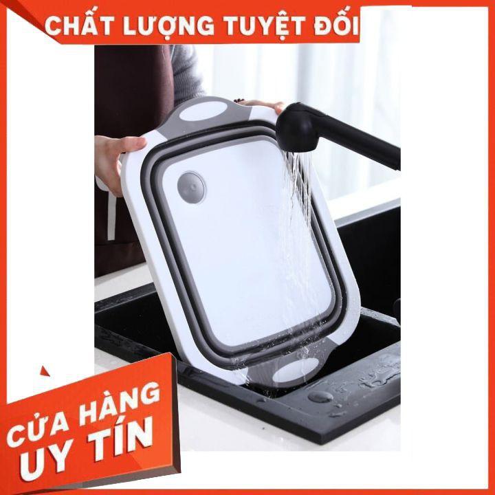 (NHÀ BẾP THÔNG MINH) Chậu gấp gọn kiêm thớt và rổ đựng đa năng loại LỚN 3in1 Đa Năng Tiện Dụng