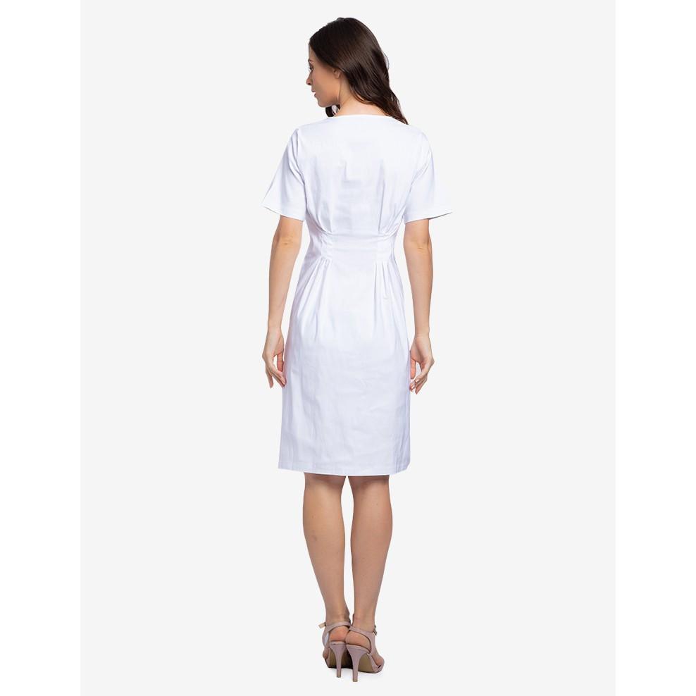 Đầm Trắng Cổ Tim Xếp Ly - Lovadova 19D02C006