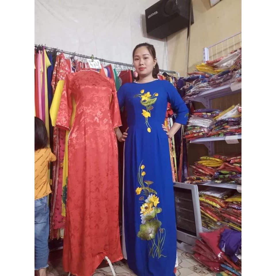ÁO DÀI TRUYỀN THỐNG THÊU HOA CHẤT LIỆU TẰM MAY SẴN ĐỦ SIZE