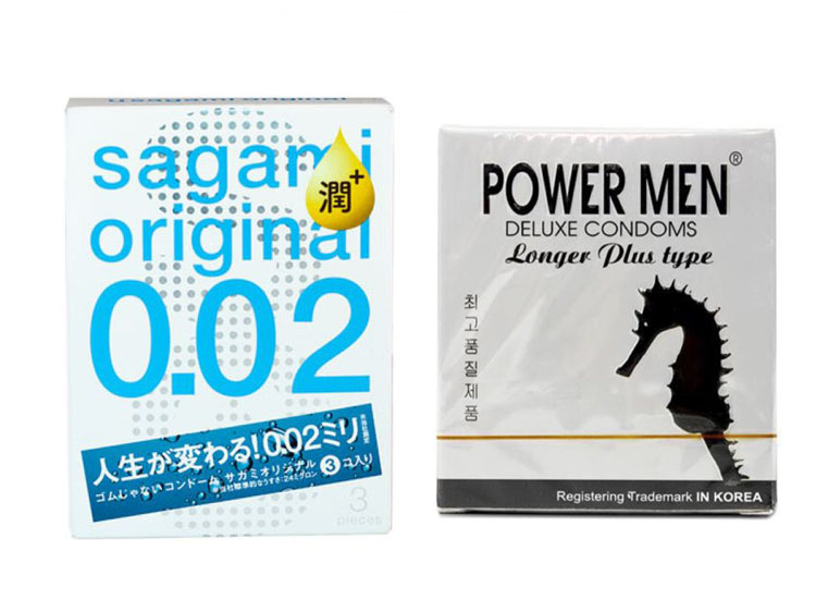 Bao Cao Su Nhiều Chất Bôi Trơn Sagami Original 0.02 (H3) + BCS Gai Kéo Dài Thời Gian Power Men Longer Plus (H3) - 100% Hàng Chính Hãng - Che Tên Sản Phẩm