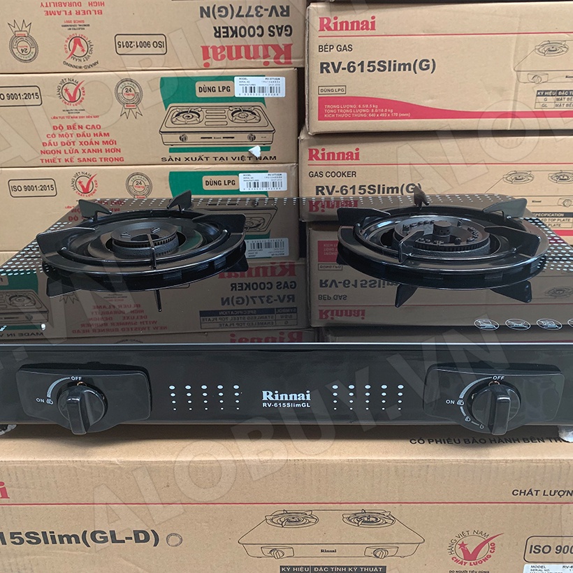 Bếp gas 6 tấc Rinnai RV-615Slim, Chén đồng có đầu hâm tiết kiệm gas - Hàng chính hãng