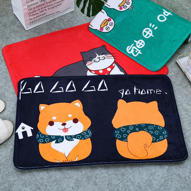 Thảm Lau Chân Chống Trượt Hình Chó Shiba Đáng Yêu 40X60cm