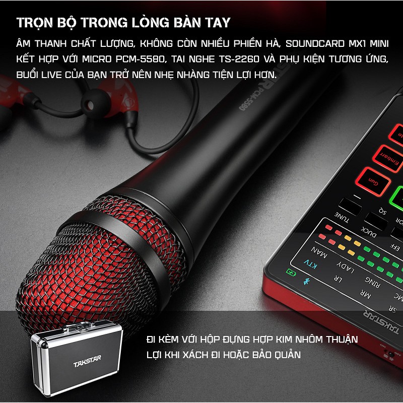 Combo trọn bộ mic thu âm chính hãng Takstar MX1 mini, tai nghe Ts-2260 và đầy đủ phụ kiện thu âm, livestream, hát karaoke online - AVSTAR - hàng chính hãng