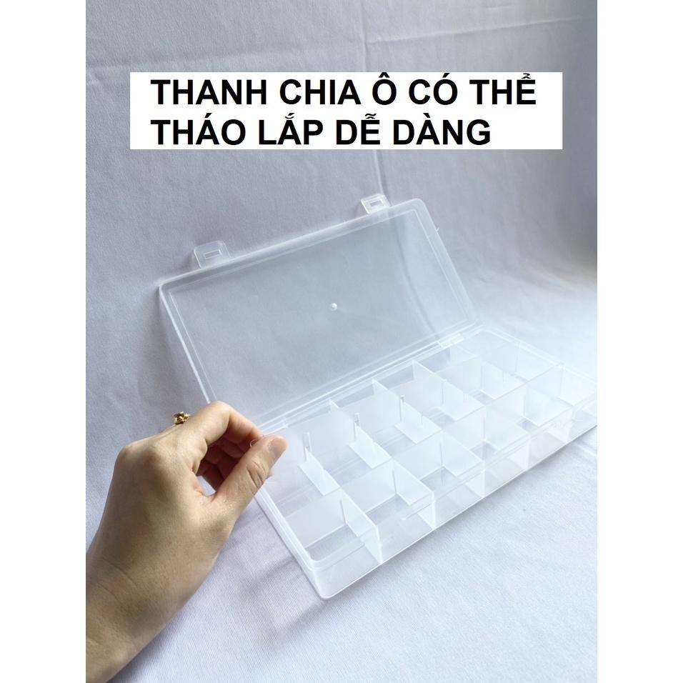 Hộp nhựa 18 ngăn có nắp trong suốt Cỡ trung 10.5 x 21 Ngăn có thể tháo rời Hộp nhựa đựng phụ kiện nhiều ngăn
