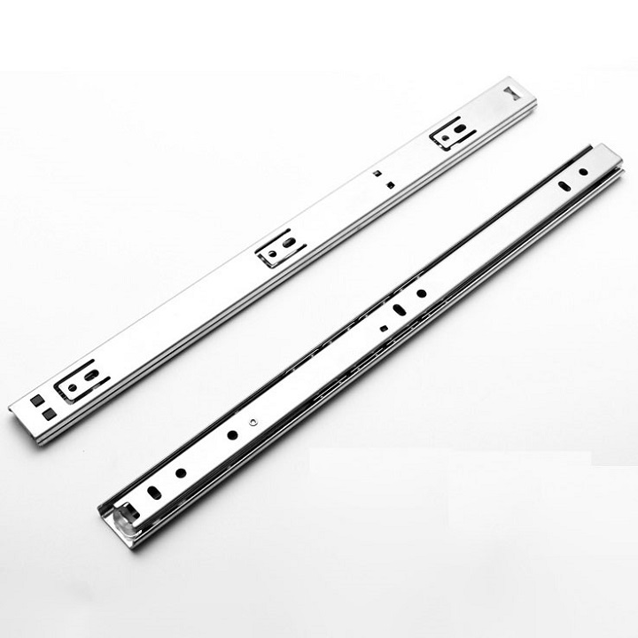 Ray trượt bi 3 tầng bản 42mm màu trắng thường dùng cho hộc kéo trượt êm ái, bền chắc