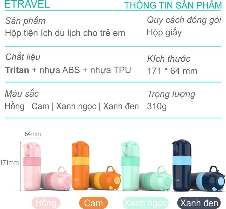 Hộp tiện ích du lịch ETRAVEL vật liệu TRITAN dành cho trẻ em (hộp đựng bàn chải, kem đánh răng, khăn mặt) - tặng kèm bàn chải, khăn mặt