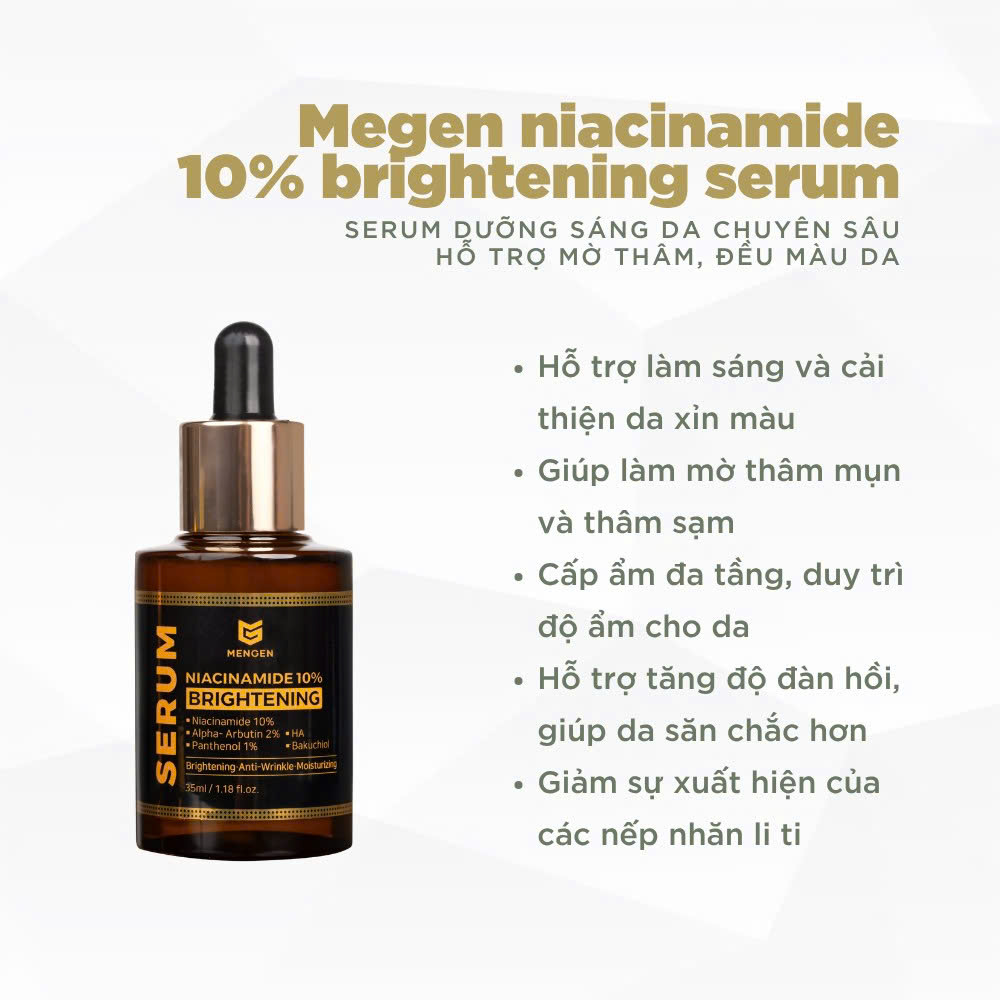 Serum dưỡng trắng da DÀNH CHO NAM MENGEN Niacinamide 10% Brightening Serum hỗ trợ mờ thâm mụn, sạm nám 35ML