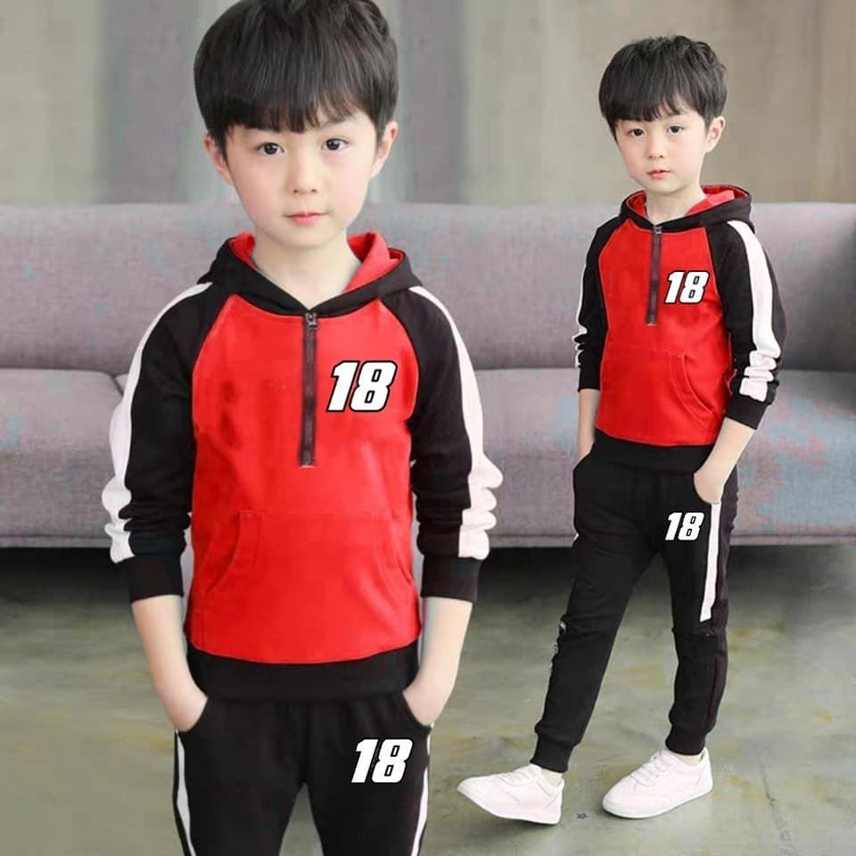 Bộ bé trai thu đông ấm áp số 18 chất thun cotton mịn mát hàng vnxk