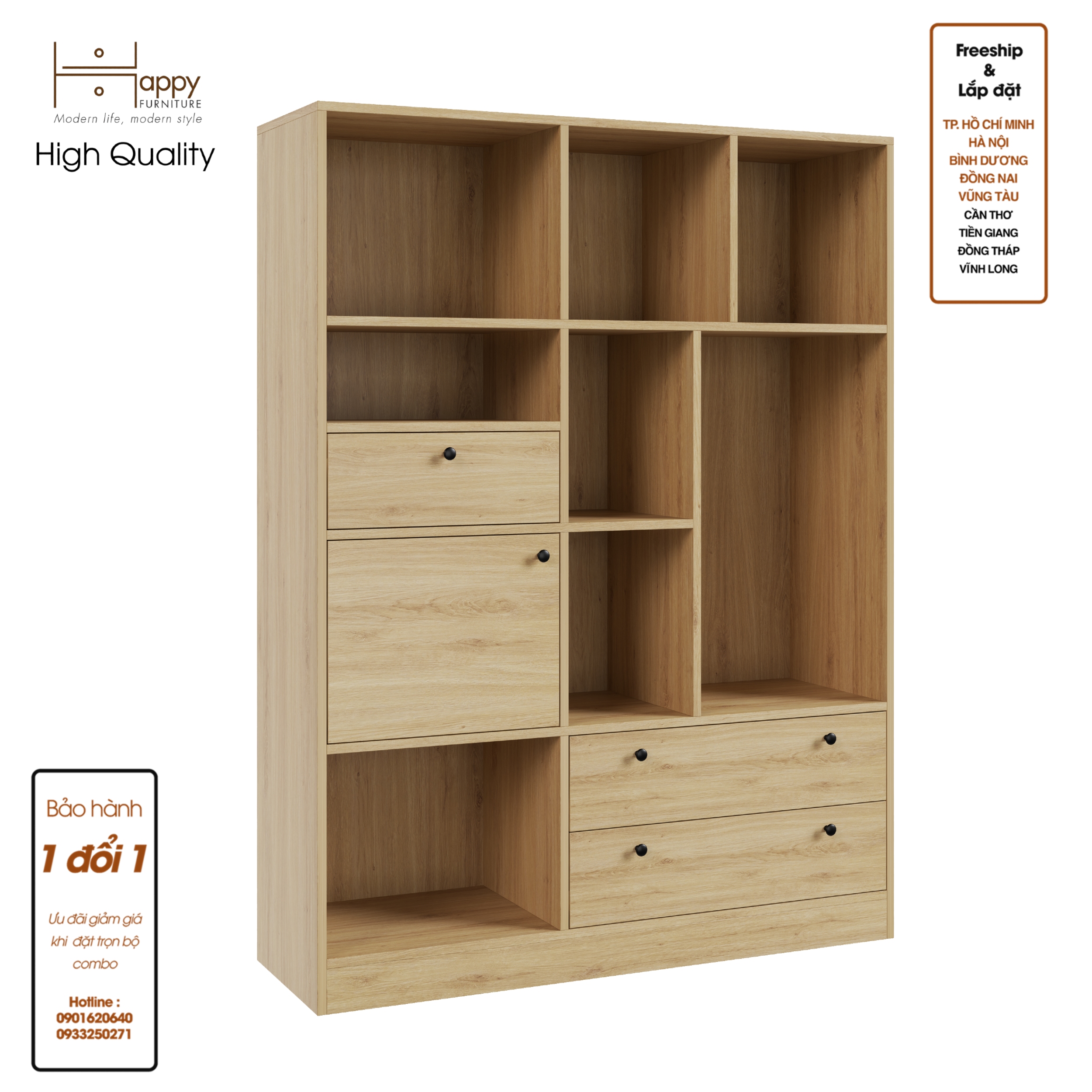 [Happy Home Furniture] CATY , Kệ sách nhiều ngăn - 1m2 x 1m6 ,  120cm x 38cm x 160cm (DxRxC), KSA_027