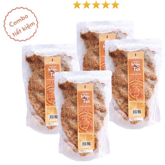 Combo 4 Bánh Tráng Nướng Mắm Tỏi Batrafood 120 G món ăn vặt ngon tuyệt cho dân văn phòng, học sinh, mồi nhậu siêu ngon, bổ dưỡng, ăn kiêng được