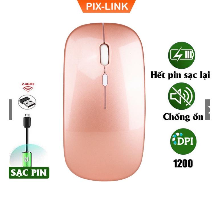Chuột không dây pin sạc 2.4GHz P1 siêu mỏng kHÔNG gây tiếng ồn sạc 1 lần dùng 1 tuần