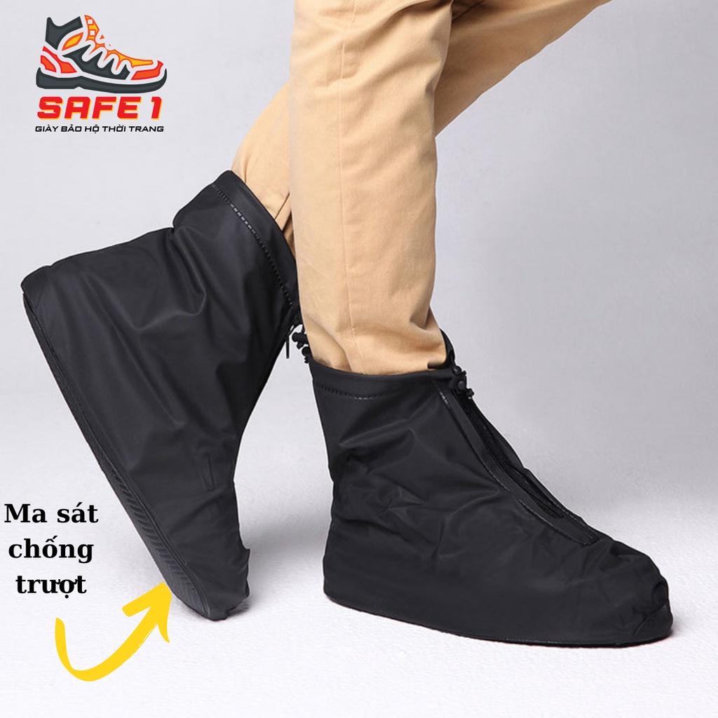 Bao giày đi mưa dày dặn có khóa, chống nước, chống thấm, chống trơn trượt. Ủng bọc giày đi mưa có khóa có thắt cổ chân