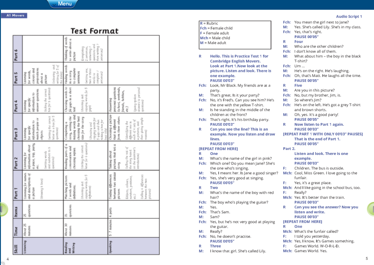 CYLET Practice Tests Pre A1 Movers Sách giáo viên điện tử