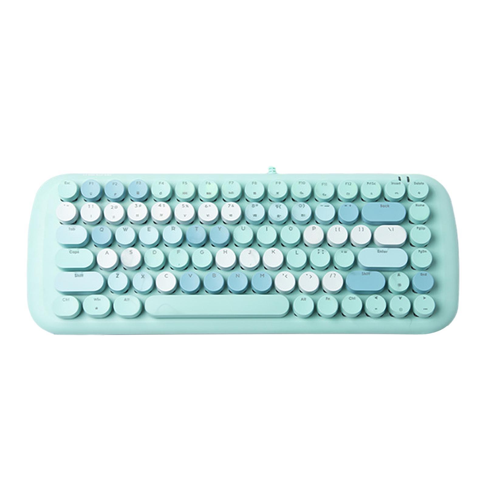 Colorful USB Wired Mechanical Keyboard 84 keys Retro Round Keycaps w/Backlit