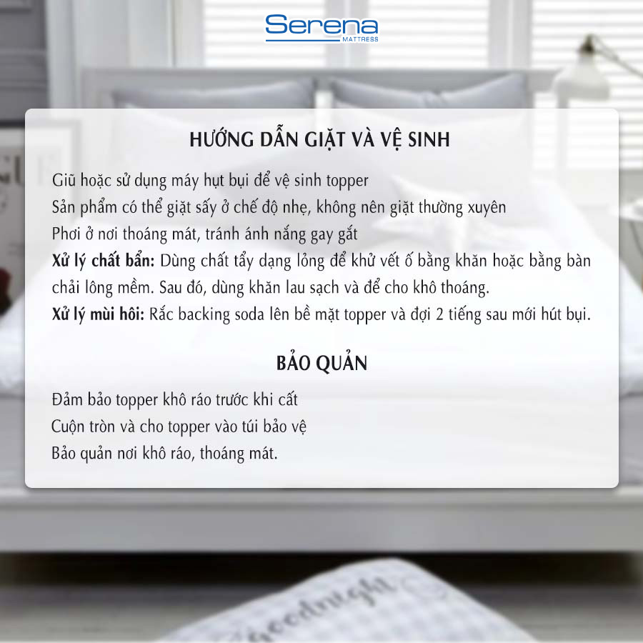 Đệm giường ngủ topper bông gòn microfiber SERENA cao cấp - tấm chăn lót đệm niệm topper toper nệm bông gòn trải sàn giường 1 người ngủ khách sạn dày 1m2 1m4 1m6 1m8 chính hãng
