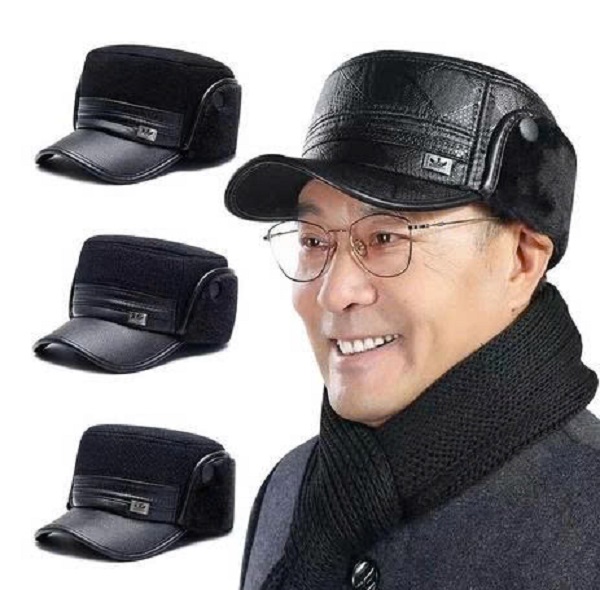 [KoSuyTu] Mũ Lót Lông Cho Bố Và Ông - Kiểu Dáng Mũ Lưỡi Trai Vành Da Có Tai Che Gấp Gọn, Ấm Áp Mà Vẫn Thời Trang, Sang Trọng, Phong Độ