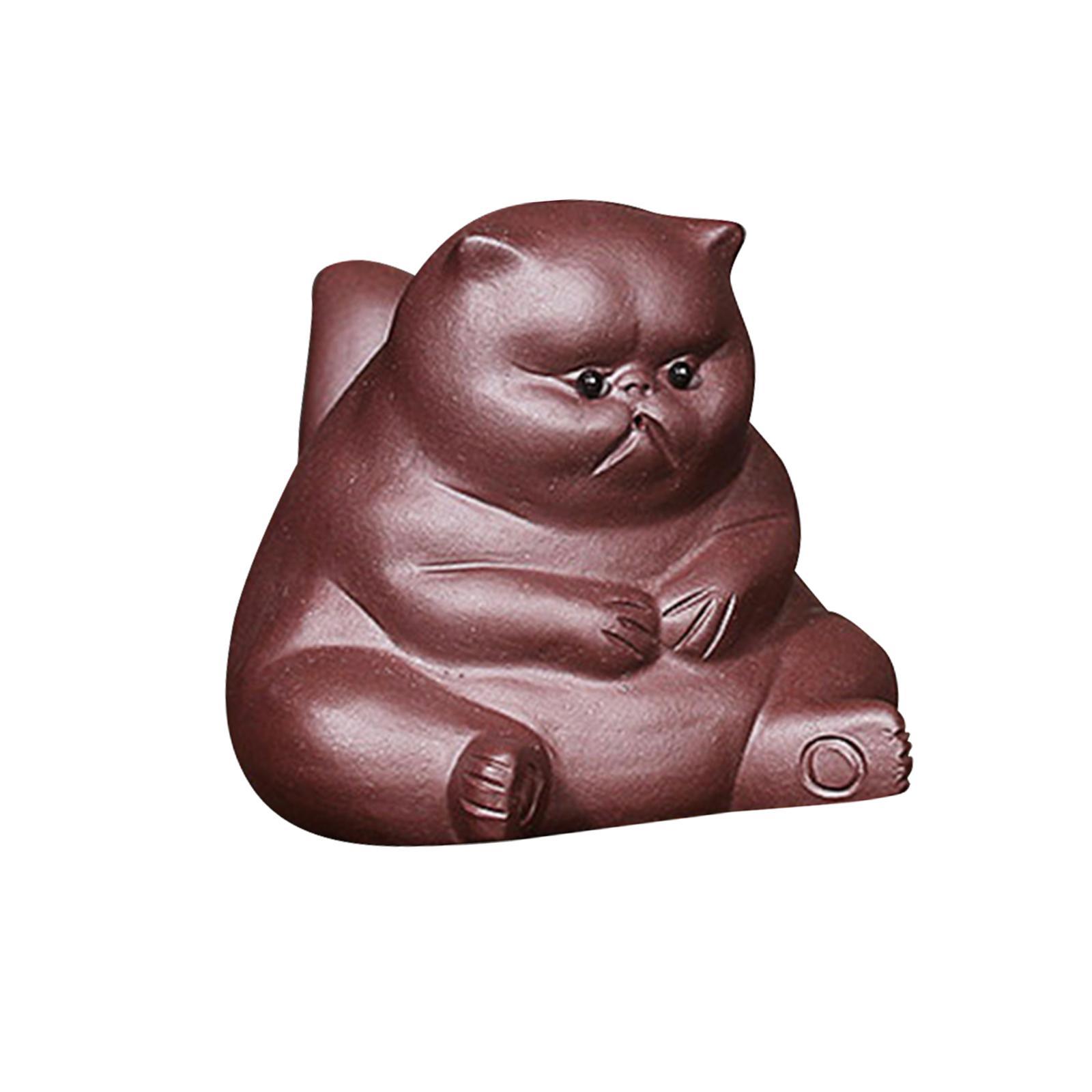 Statue Clay Tea Pet Dining Room Home Decor Miniature Kitten Figurines Kitty Sculpture for Bookshelf Dorm Living Room Cabinet