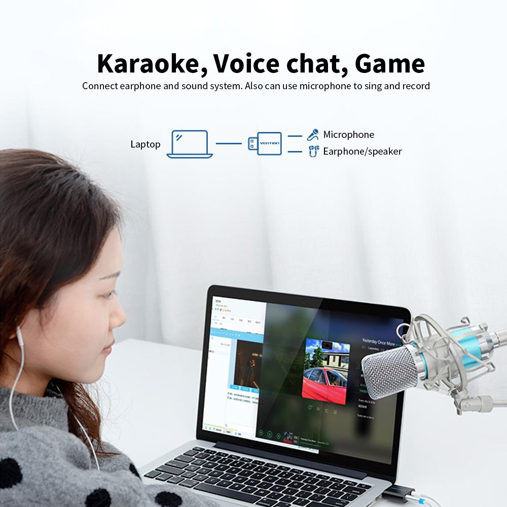 Bộ điều hợp mic VENTION tai nghe âm thanh nổi 3,5 mm thay thế  trình điều khiển cho PC Máy tính xách tay PS4