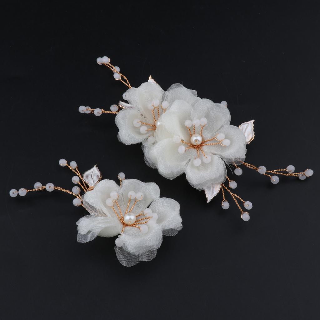 2x Flower Slide Hair Clip Hairpins Women Bridal Pearl Barrette Hair Jewelry