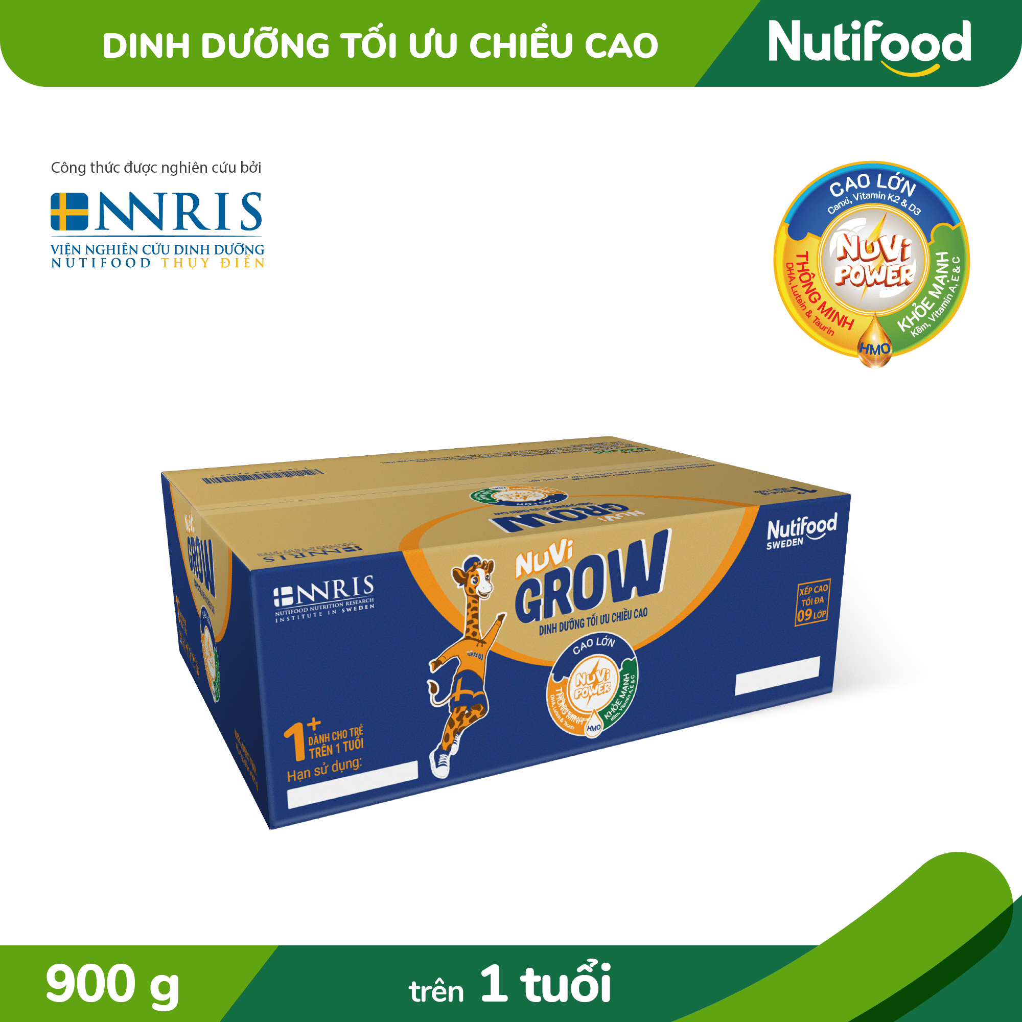 Sữa Bột Nuvi Grow Trên 1 Tuổi Lon 900g - Phát Triển Chiều Cao