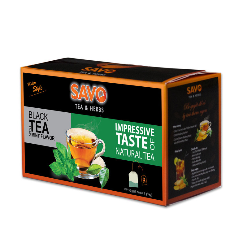 Trà SAVO Bạc Hà - Hộp 25 Gói x 2g