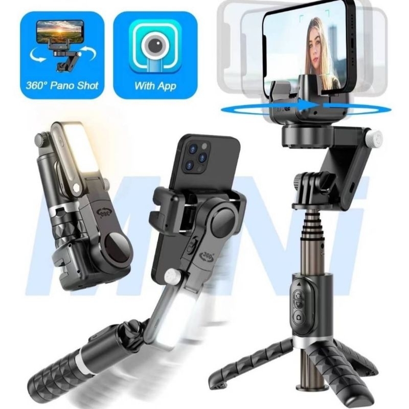 Gimbal Q18 - Thiết bị ổn định camera, tích hợp đèn làm đẹp và điều khiển từ xa