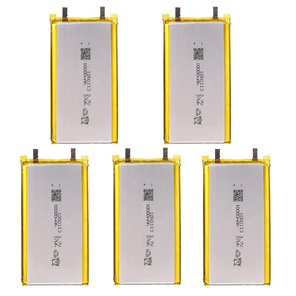 10000mAH 3.7V 1260110 Polymer lithium ion Pin sạc Li-ion cho POWER BANK Bảng GPS Sách điện tử Màu sắc: 5 Cái