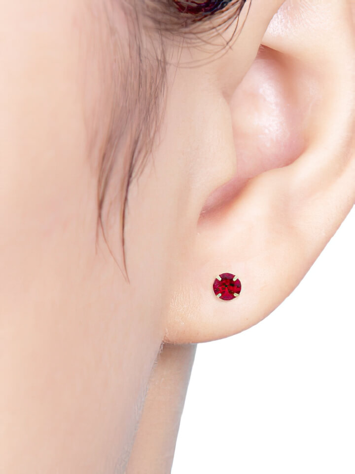 14K Gold Post Earrings Red - MOON Jewelry