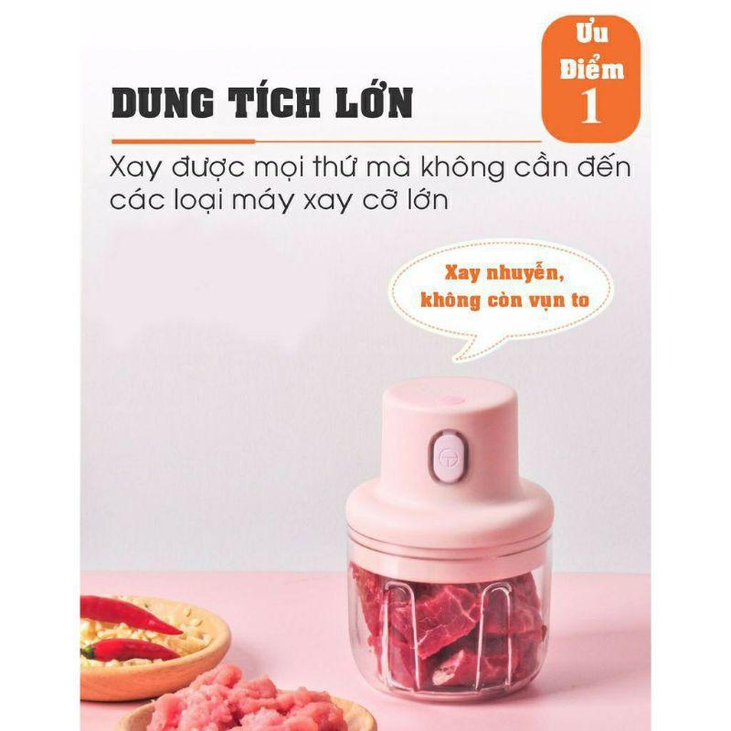 Máy xay tỏi ớt bằng điện cầm tay mini tiện dụng - Máy xay đa năng 250ml