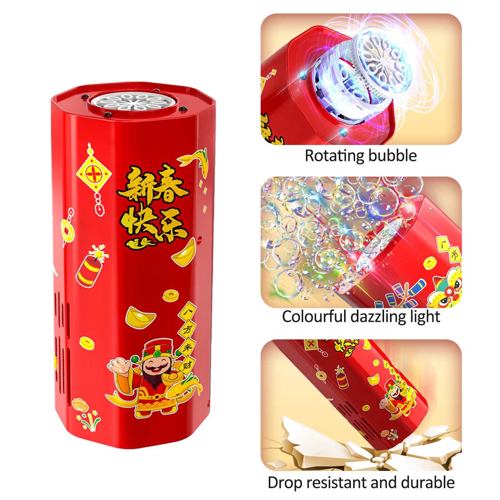 Máy Thổi Bong Bóng Tự Động Có Đèn Led Kèm Nhạc Trang Trí Khuấy Động Không Khí Ngày Lễ, Tết LOẠI LỚN 16 LỖ