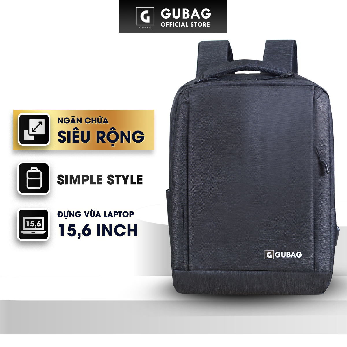 Balo GUBAG thời trang công sở, phù hợp nam nữ, đi làm, đi học, chống nước, chống xước, ngăn riêng đựng laptop tới 15,6in