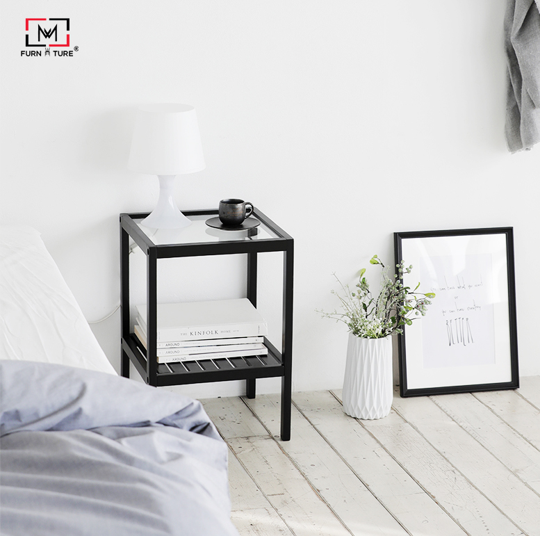 KỆ KÍNH LẮP RÁP TRANG TRÍ HÀN QUỐC - GLASS SHELF BLACK