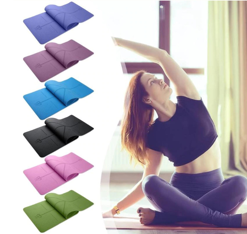 Thảm tập yoga định tuyến 6mm 1 lớp TPE Cao Cấp Cam Kết Hàng Loại 1 (Tặng túi lưới đựng+dây buộc)Nhiều Màu Khách Tự chọn