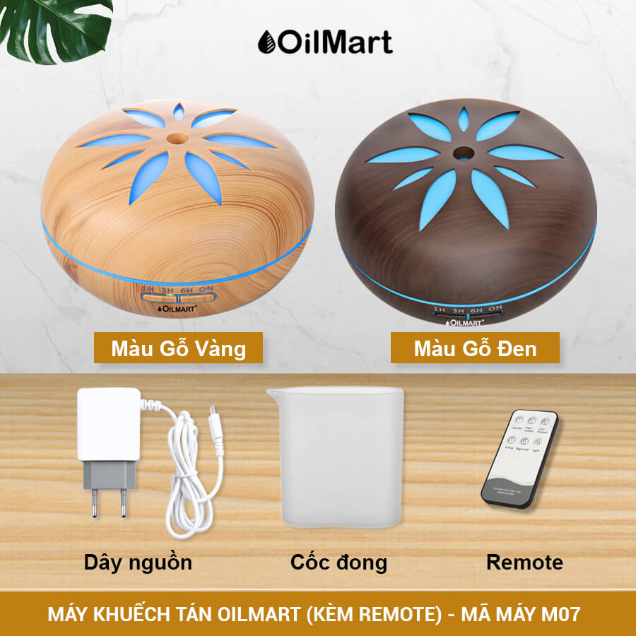 Máy Khuếch Tán Tinh Dầu Oilmart Cánh Hoa - 14W 500ml (Kèm Điều Khiển)