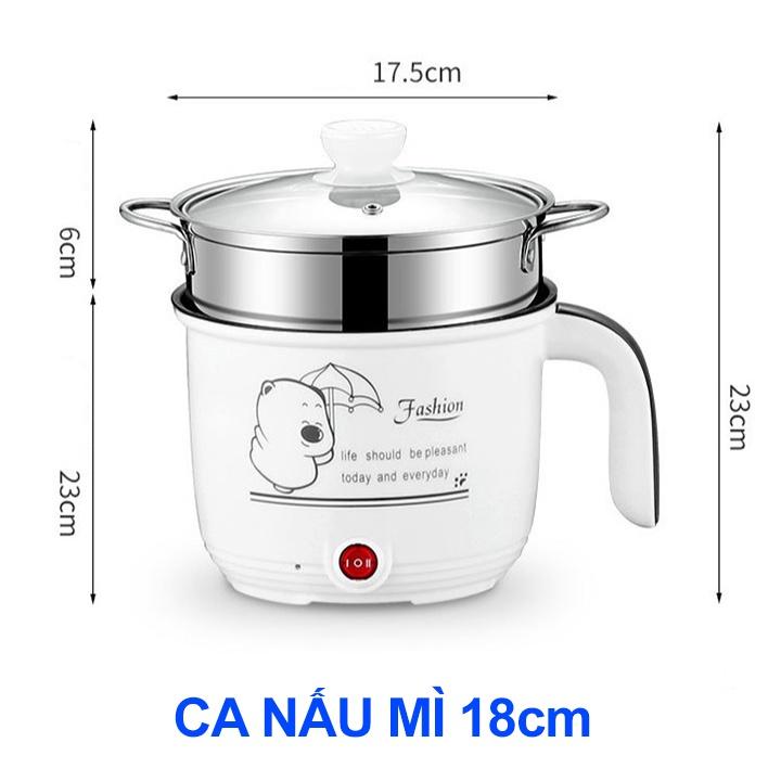 Ca Nấu Mì Cầm Tay, Nồi Lẩu Mini, Đa Năng Có Tay Cầm 1,8L - Nồi Lẩu Điện 2 Nấc Nhiệt Mẫu Mới 2021 Kèm Giá Hấp