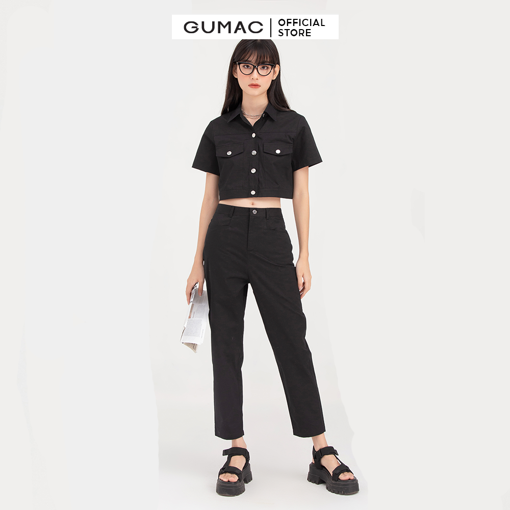 Áo sơ mi nữ GUMAC AB755 croptop