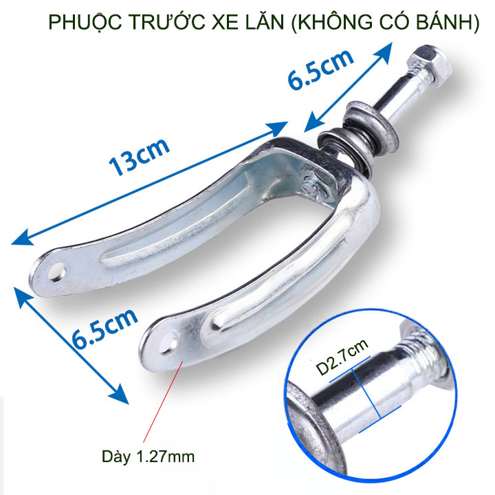 Phuộc trước xe lăn bằng thép mạ chống gỉ có hoặc không có bánh xe tùy chọn