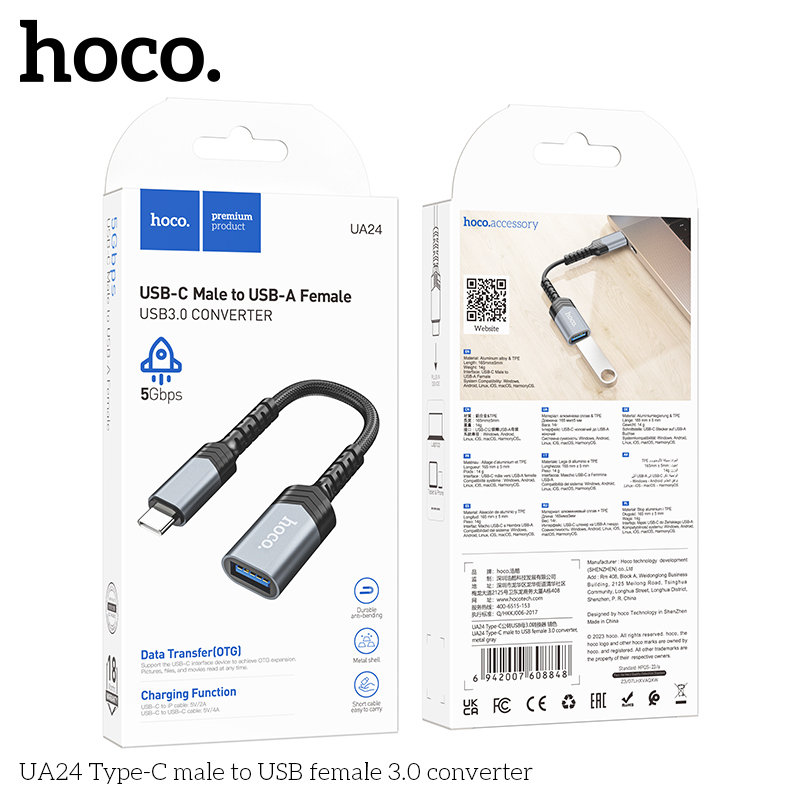 Bộ chuyển đổi điện thoại Hoco Type C/I.P ra USB hàng chính hãng truyền dữ liệu đt vào máy tính UA24 - Hoco Mall Official