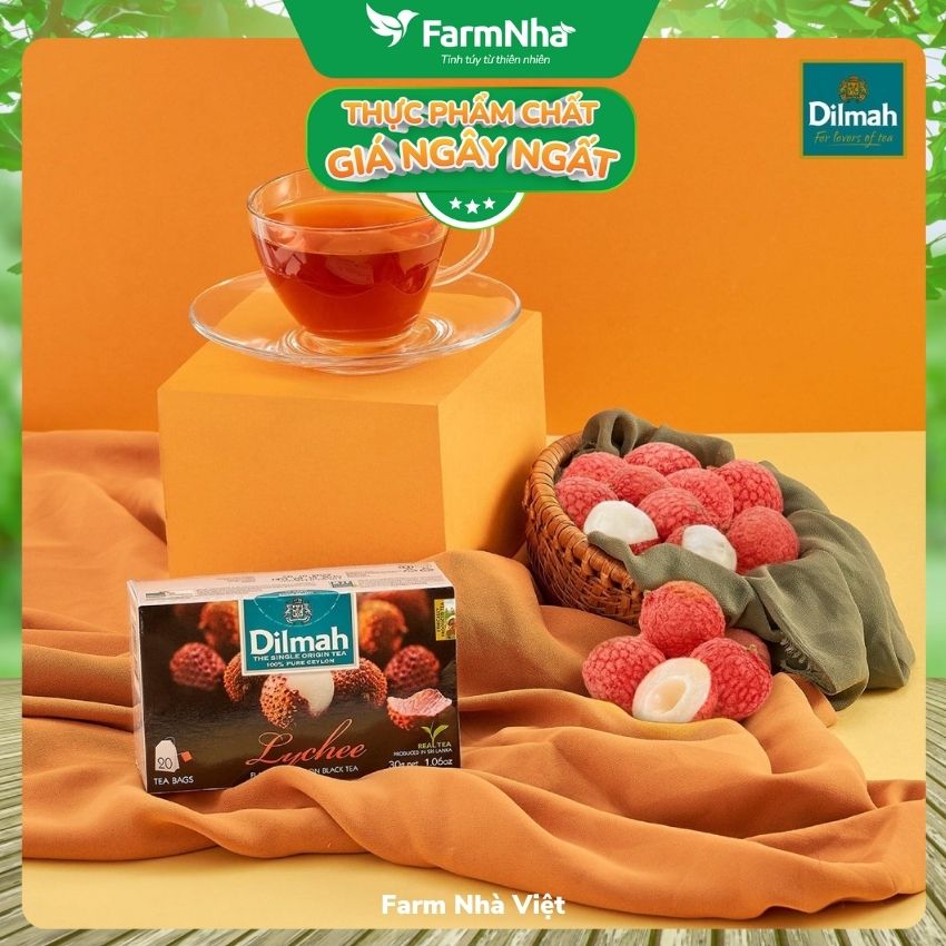 Trà Dilmah Lychee túi lọc 30g 20 túi x 1.5g - Tinh hoa trà Sri Lanka