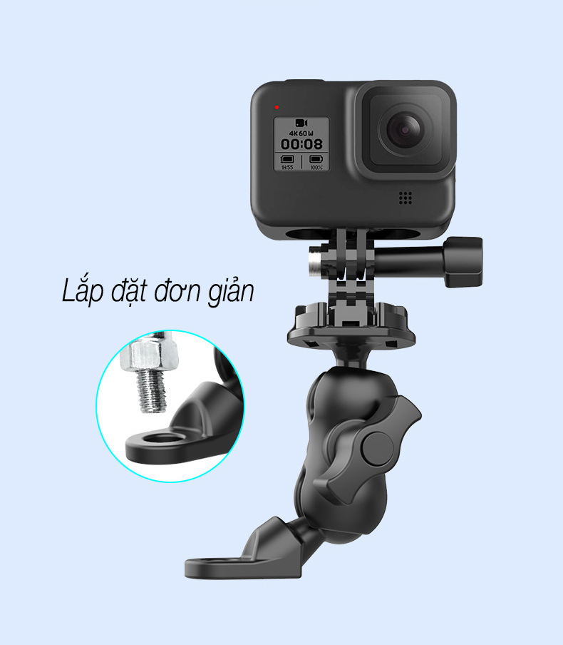 Mount đế gắn GoPro lên kính chiếu hậu xe máy Telesin - Phụ Kiện cho GoPro, Sjcam, Yi Action, Osmo Action (Hàng Chính Hãng)