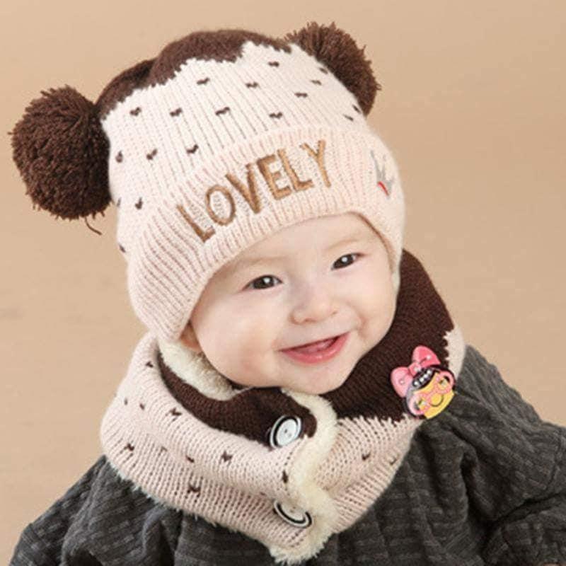 Set khăn mũ len lovely cho bé