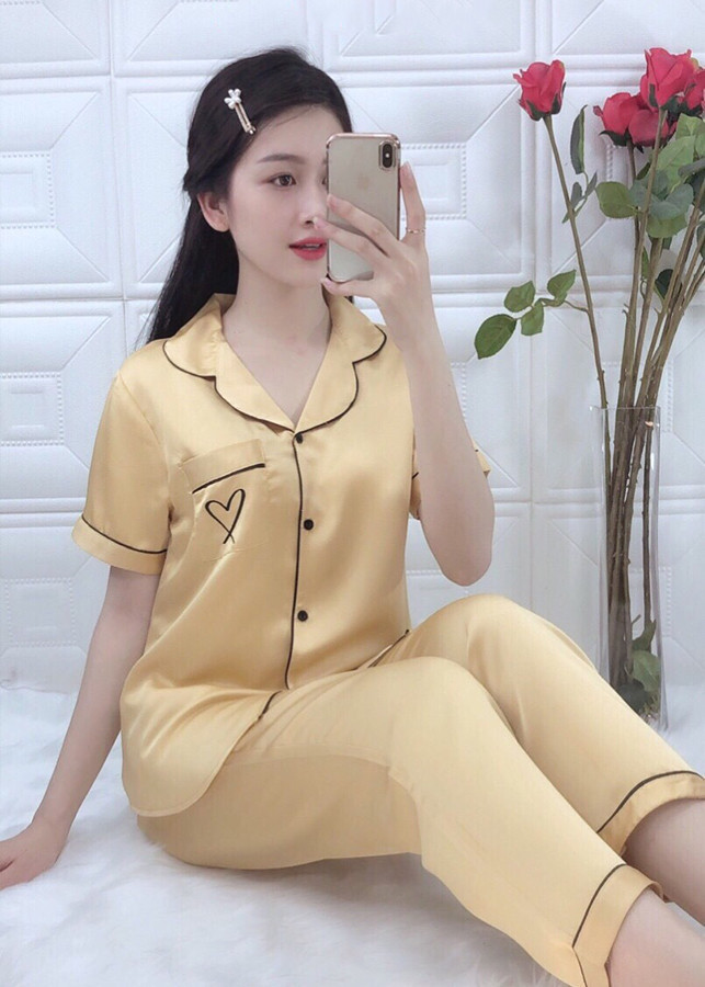 Bộ đồ ngủ nữ satin lụa