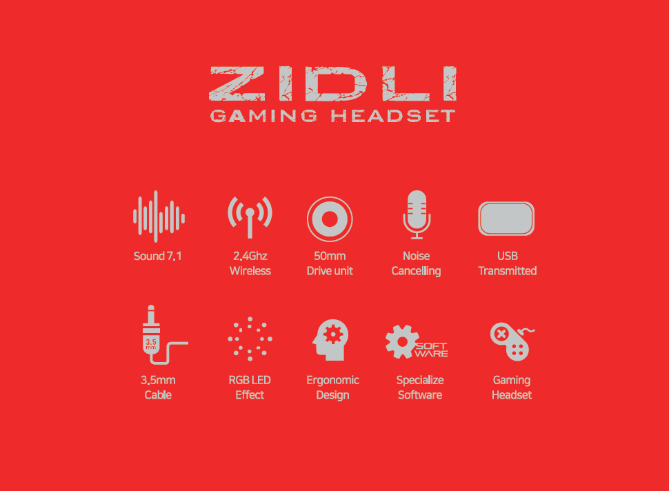Tai nghe gaming không dây cao cấp ZIDLI FH1 2.4Ghz Led RGB âm thanh vòm - Hàng chính hãng