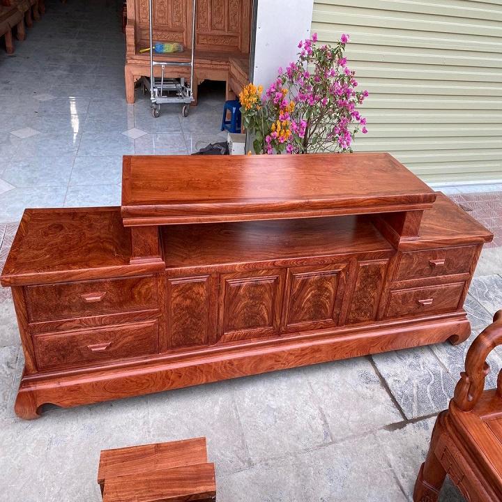 Kệ tivi vát trơn gỗ hương đá tuyển chọn vân ( Bác Duyên - Vĩnh Phúc )