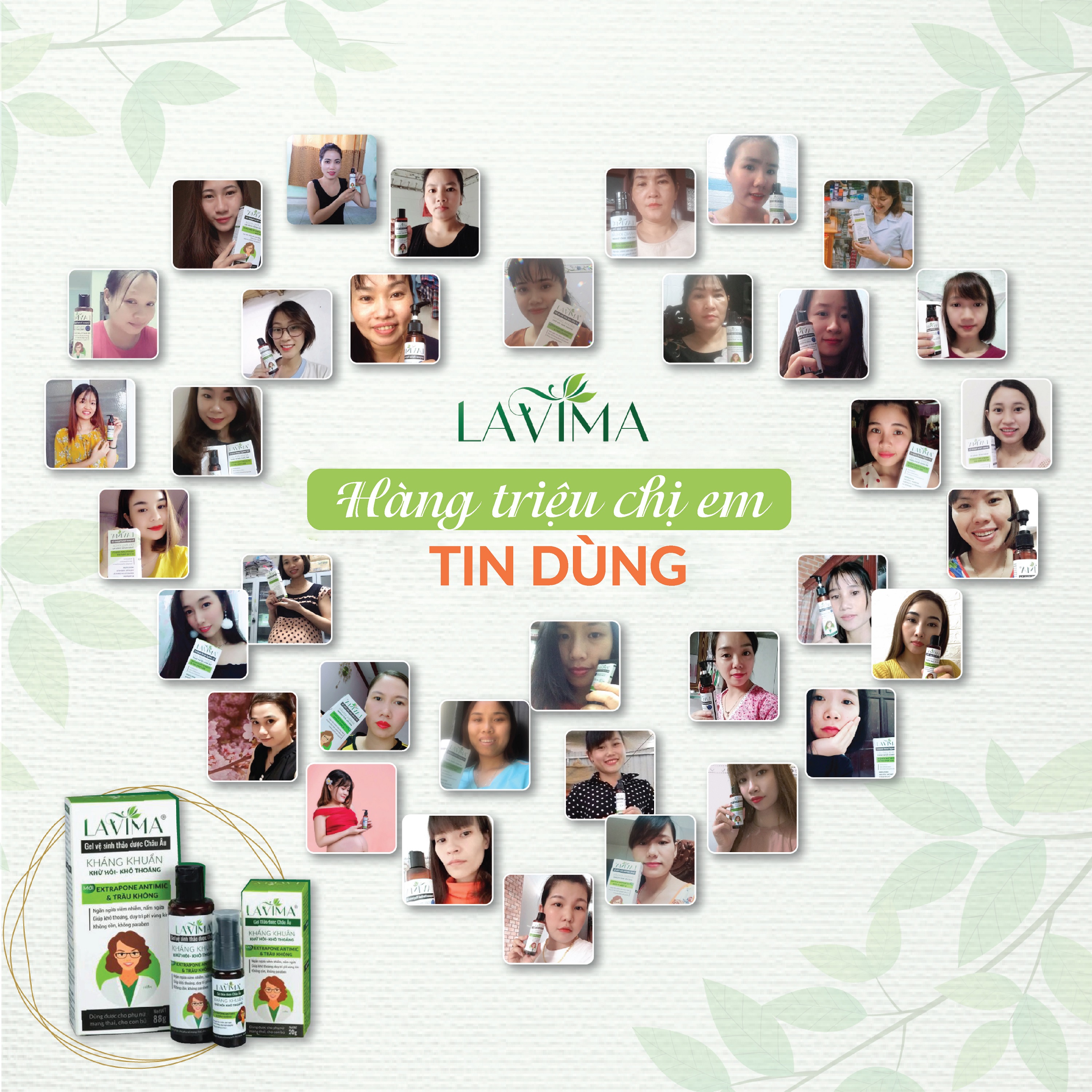 Bộ Gel phụ khoa LAVIMA- viêm phụ khoa, viêm vùng chữ Y, viêm lộ tuyến, 100% thảo dược Châu Âu