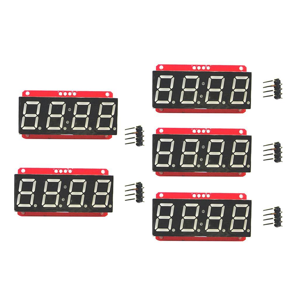 4 Digit 7-Segment 0.56 inch LED Display Module Clock HT16K33 I2C for ,Pack of 5