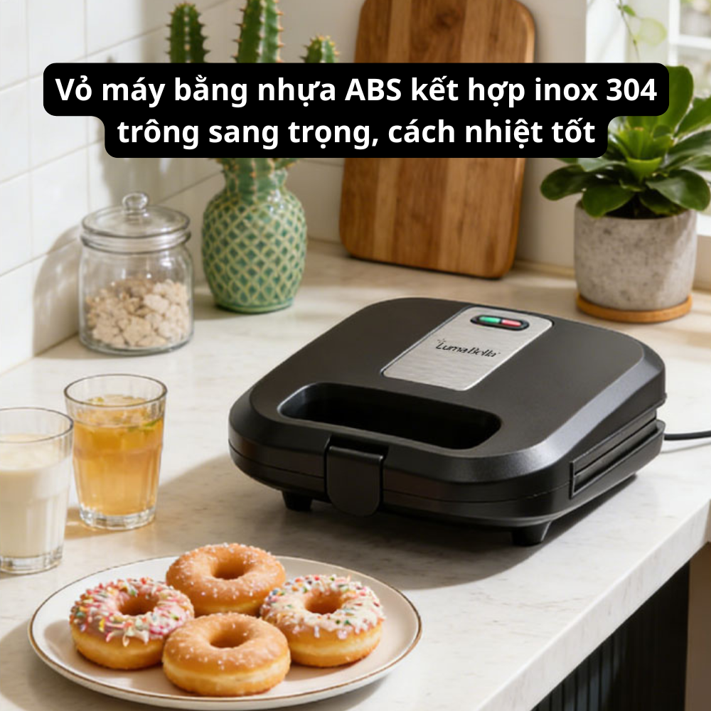 Máy kẹp nướng bánh mì đa năng 3IN1 Lumabella LB-58097 công suất lớn 750W, khay nướng chống dính tháo lắp dễ dàng, dễ vệ sinh - DELIYA - HÀNG CHÍNH HÃNG