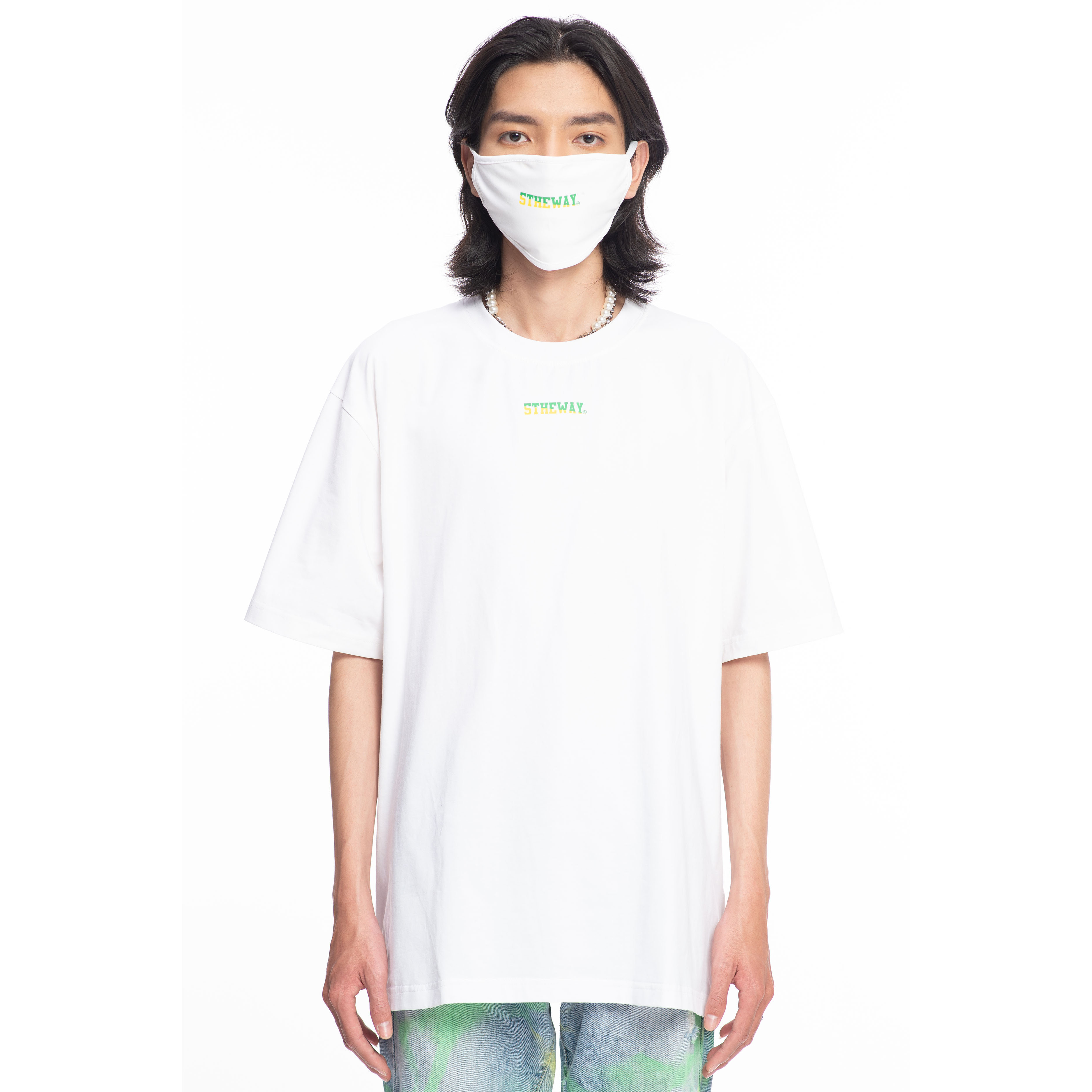 Khẩu Trang 5THEWAY Trắng aka 5THEWAY /two-tone line/ LETTER MASK in WHITE