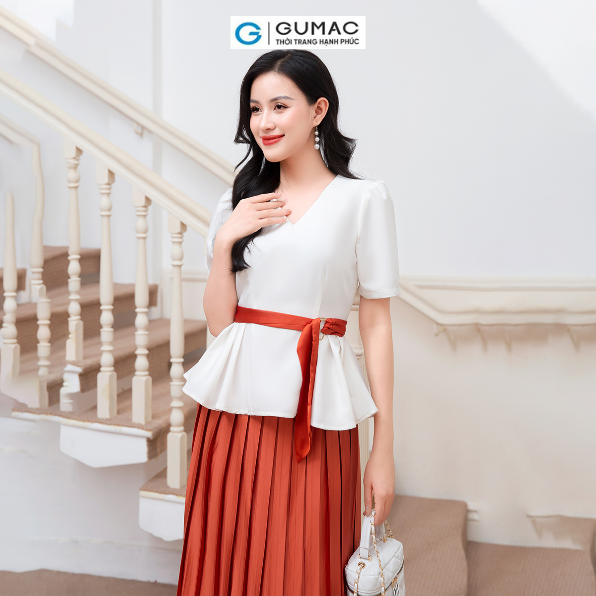 Áo peplum phối dây thời trang GUMAC AD10008